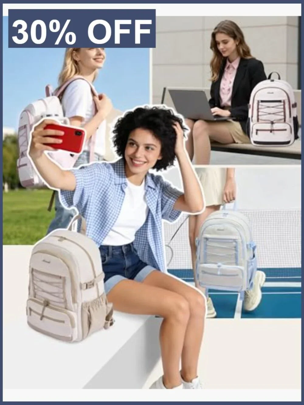 Large Capacity Laptop Backpack with Water Bottle Holder, Lightweight Casual